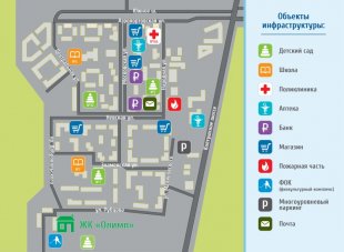 Инфраструктура микрорайона Южный города Всеволожска: магазины, банки, детский сад, школа